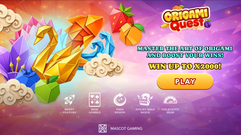 Origami Quest – główny ekran z bębnami i symbolami origami